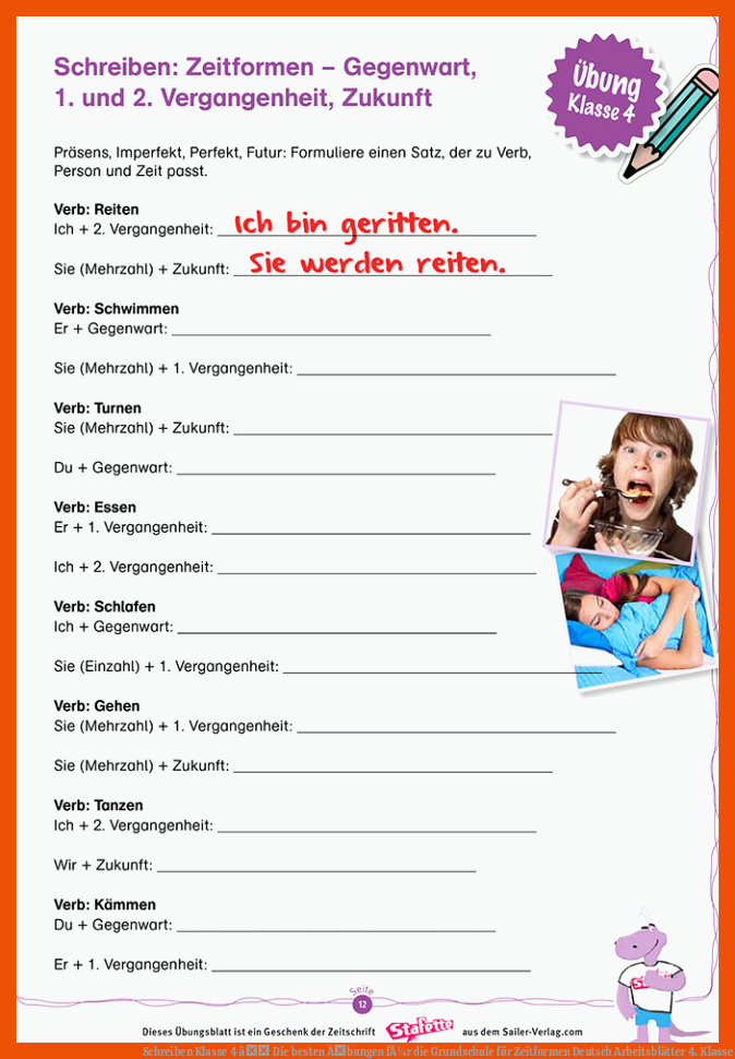 Schreiben Klasse 4 â Die besten Ãbungen fÃ¼r die Grundschule für zeitformen deutsch arbeitsblätter 4. klasse