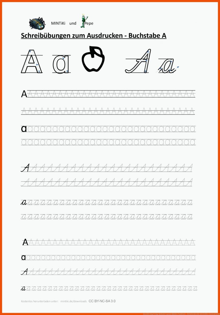 SchreibÃ¼bung Vorlage Buchstabe A, ganzes Alphabet, Punktlinien ... für buchstaben abc arbeitsblätter zum ausdrucken