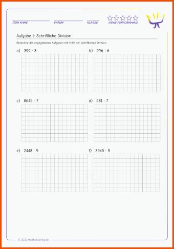 Schriftlich Dividieren Schriftliche Division Arbeitsblätter Klasse 5