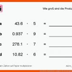 Schriftliche Multiplikation Aufgaben Fuer Wechselgeld Berechnen Arbeitsblatt