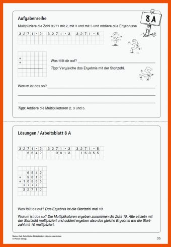 8 Schriftliche Multiplikation Arbeitsblätter 4. Klasse Schweiz