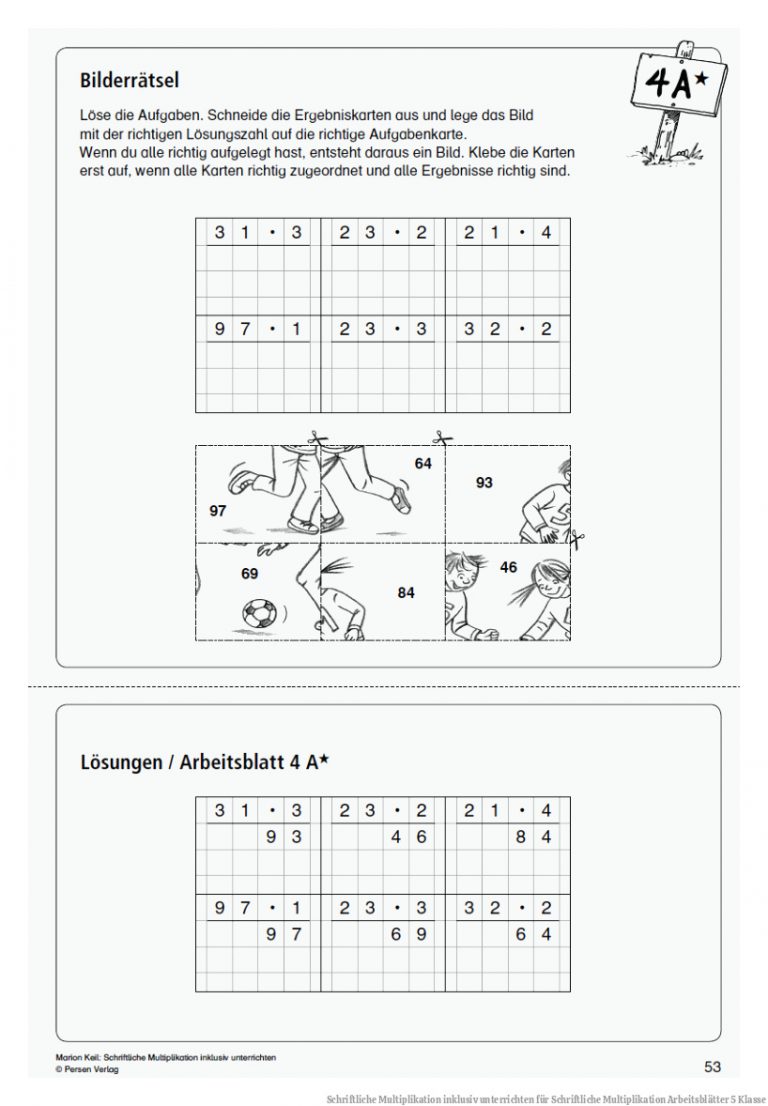 Schriftliche Multiplikation inklusiv unterrichten für Schriftliche Multiplikation Arbeitsblätter 5 Klasse