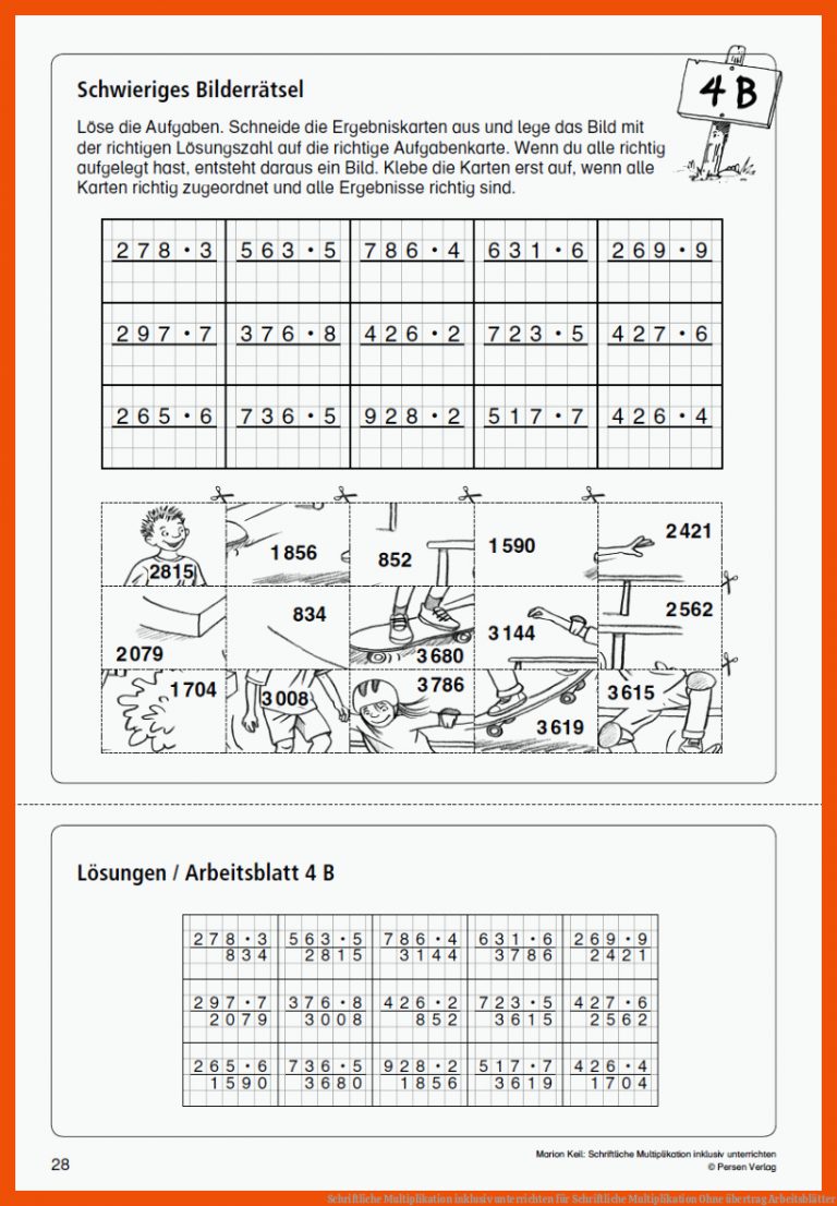 Schriftliche Multiplikation Inklusiv Unterrichten Fuer Schriftliche Multiplikation Ohne übertrag Arbeitsblätter
