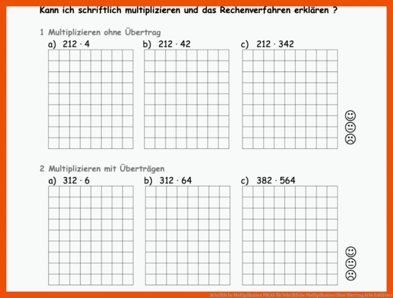 Schriftliche Multiplikation | PIKAS für schriftliche multiplikation ohne übertrag arbeitsblätter