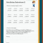 Schriftliche Subtraktion Fuer Schriftlich Subtrahieren Arbeitsblätter Kostenlos