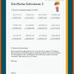 Schriftliche Subtraktion Fuer Schriftlich Subtrahieren Arbeitsblätter Kostenlos