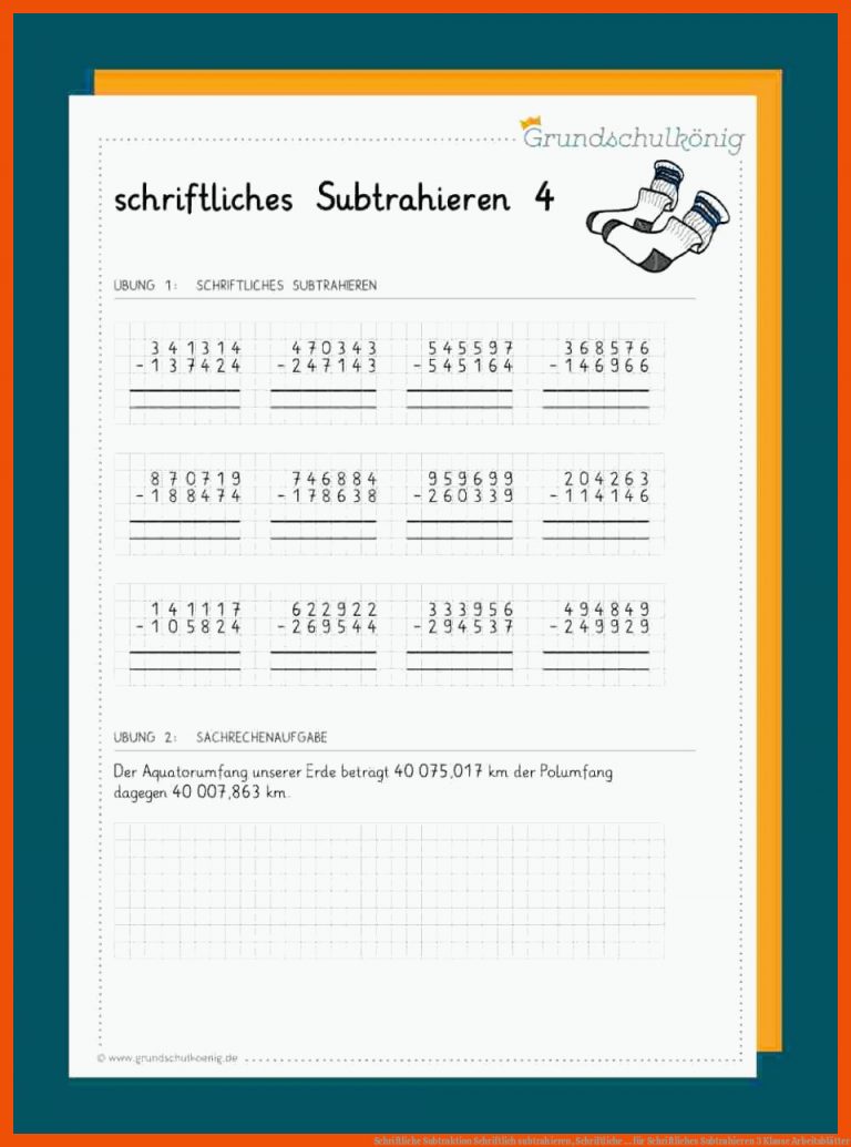 Schriftliche Subtraktion | Schriftlich subtrahieren, Schriftliche ... für schriftliches subtrahieren 3 klasse arbeitsblätter