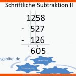 Schriftliche Subtraktion, Schriftliches Subtrahieren, Minus ... Fuer Subtraktion Arbeitsblätter Kostenlos