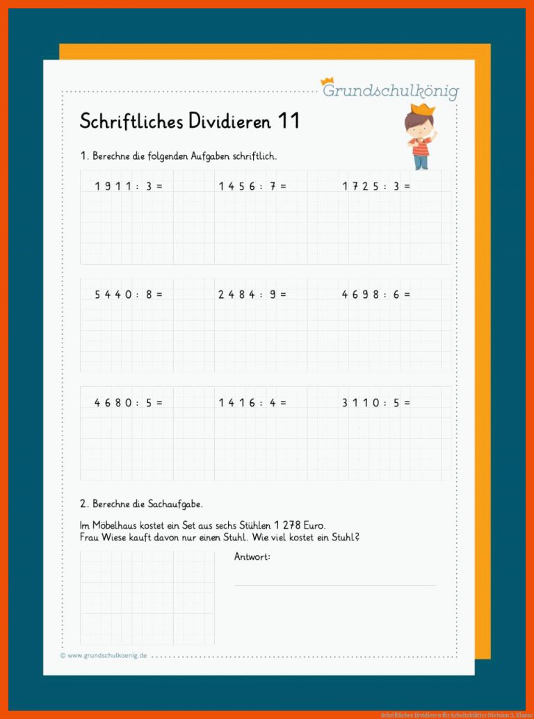 Schriftliches Dividieren Fuer Arbeitsblätter Division 3. Klasse