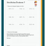 Schriftliches Dividieren Fuer Klassenarbeit Natürliche Zahlen Klasse 5 Arbeitsblätter