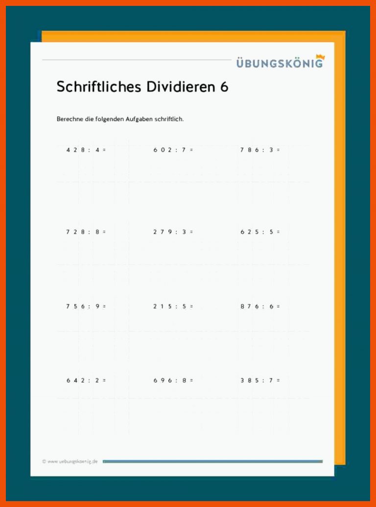 Schriftliches Dividieren für schriftliche division arbeitsblätter klasse 7 mit lösungen