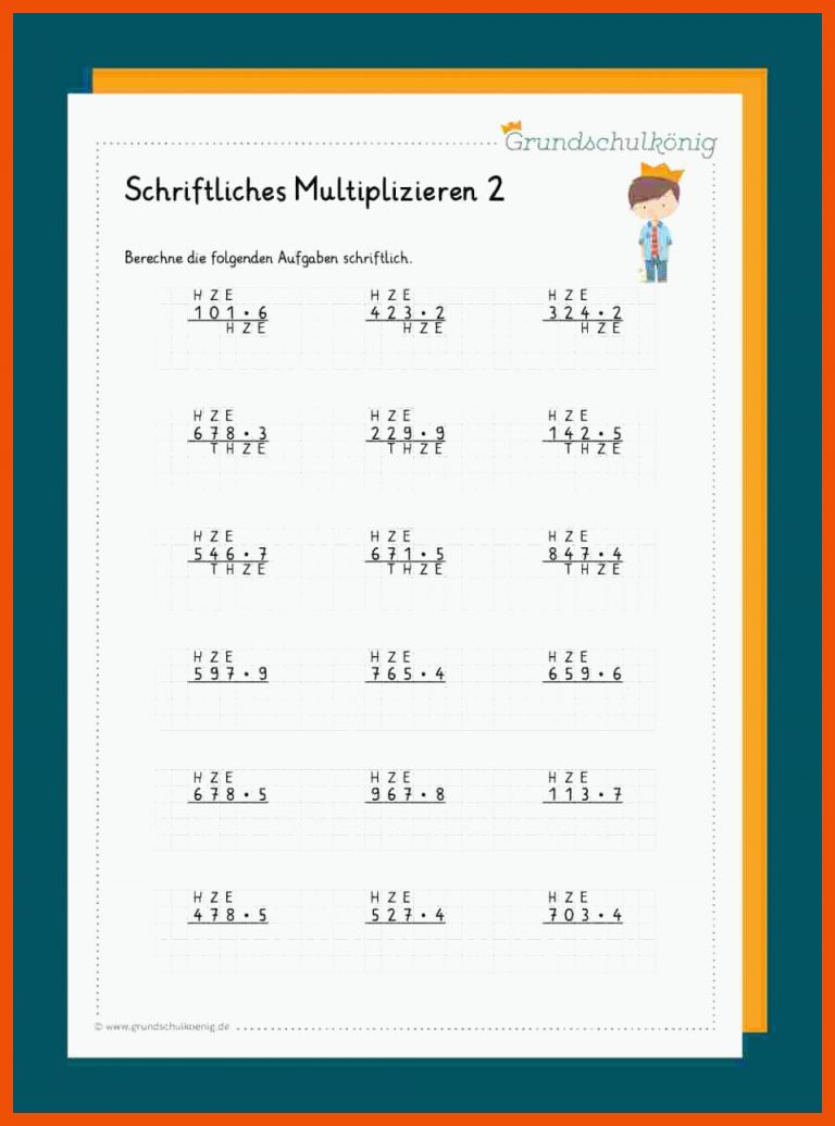 Schriftliches Multiplizieren für arbeitsblätter mathe klasse 6 gymnasium