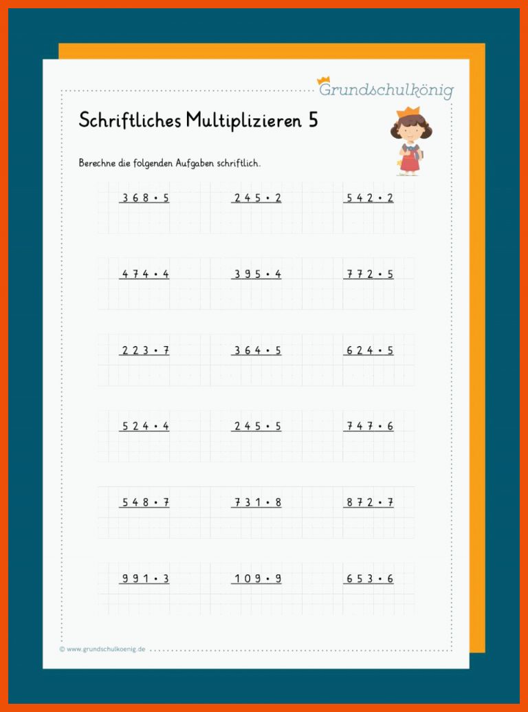 Schriftliches Multiplizieren Fuer Mal Rechnen Arbeitsblatt