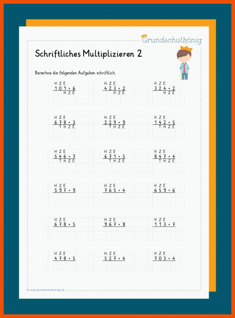 Schriftliches Multiplizieren Fuer Multiplikation Mit Nullen Arbeitsblätter