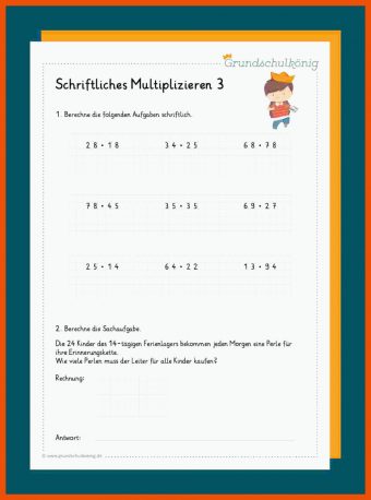 Schriftliche Multiplikation Und Division Arbeitsblätter Klasse 5 Pdf