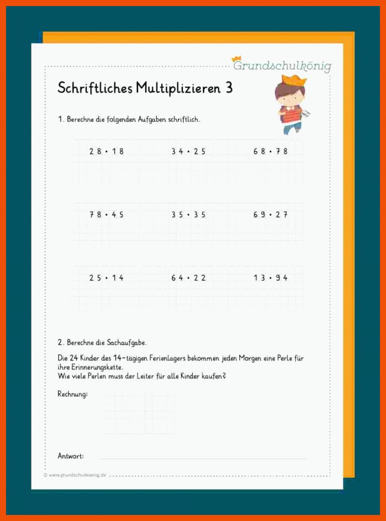 Schriftliches Multiplizieren für schriftliche multiplikation und division arbeitsblätter klasse 5 pdf