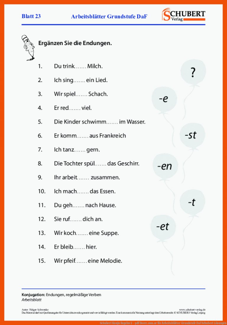 Schubert Konju Regelm 2 - pdf Docer.com.ar für arbeitsblätter grundstufe daf schubert lösungen