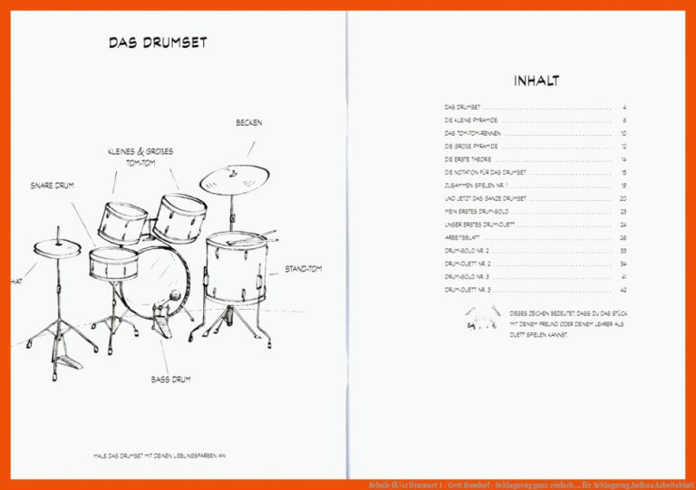 Schule fÃ¼r Drumset 1 - Gert Bomhof - Schlagzeug ganz einfach ... für schlagzeug aufbau arbeitsblatt