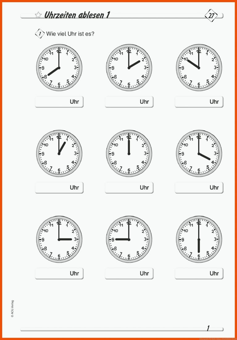 Schwerpunkte für mathe 2.klasse arbeitsblätter uhrzeit