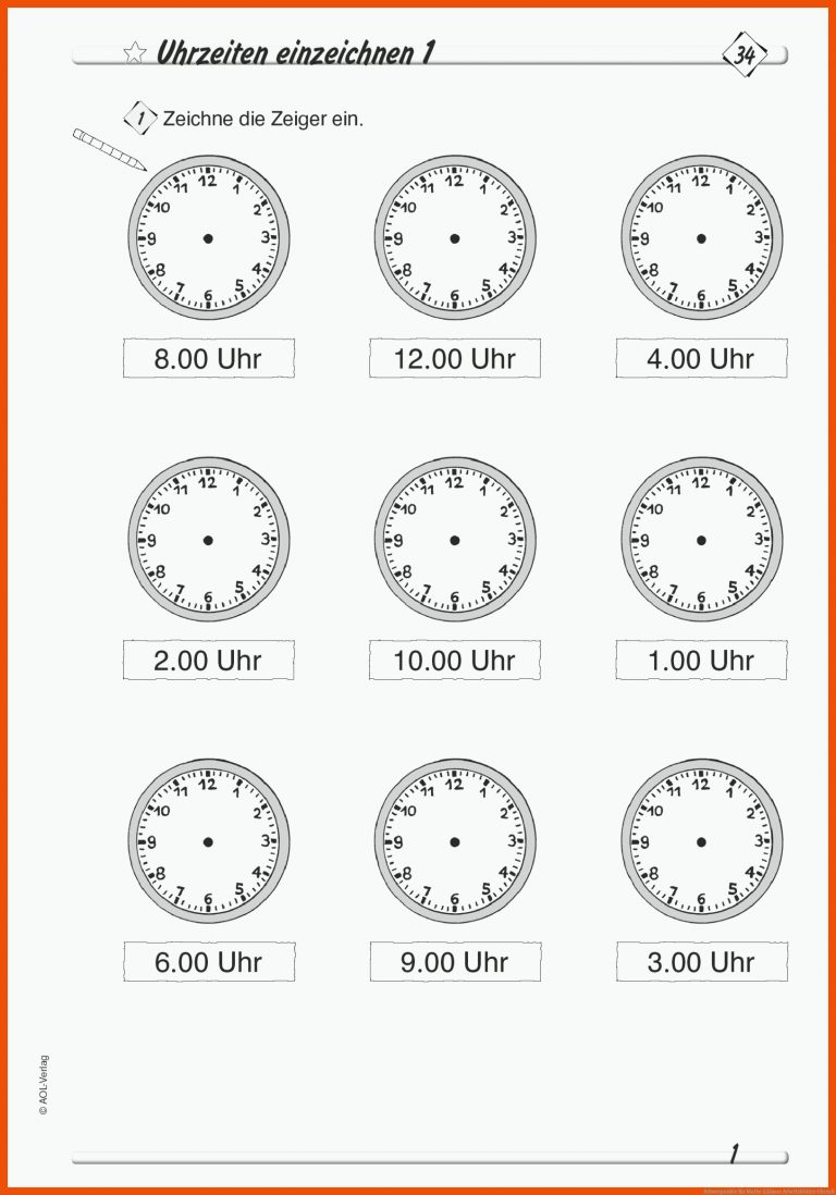 Schwerpunkte für mathe 2.klasse arbeitsblätter uhrzeit