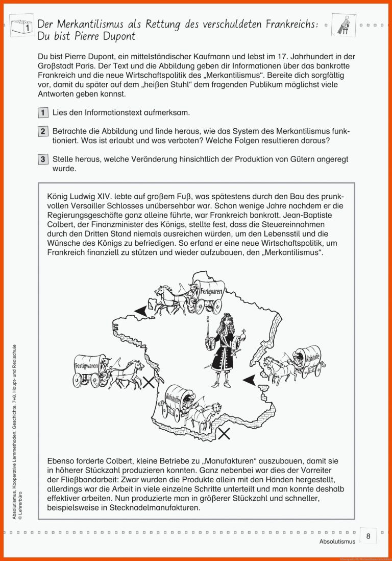 Schwerpunkte für merkantilismus arbeitsblatt