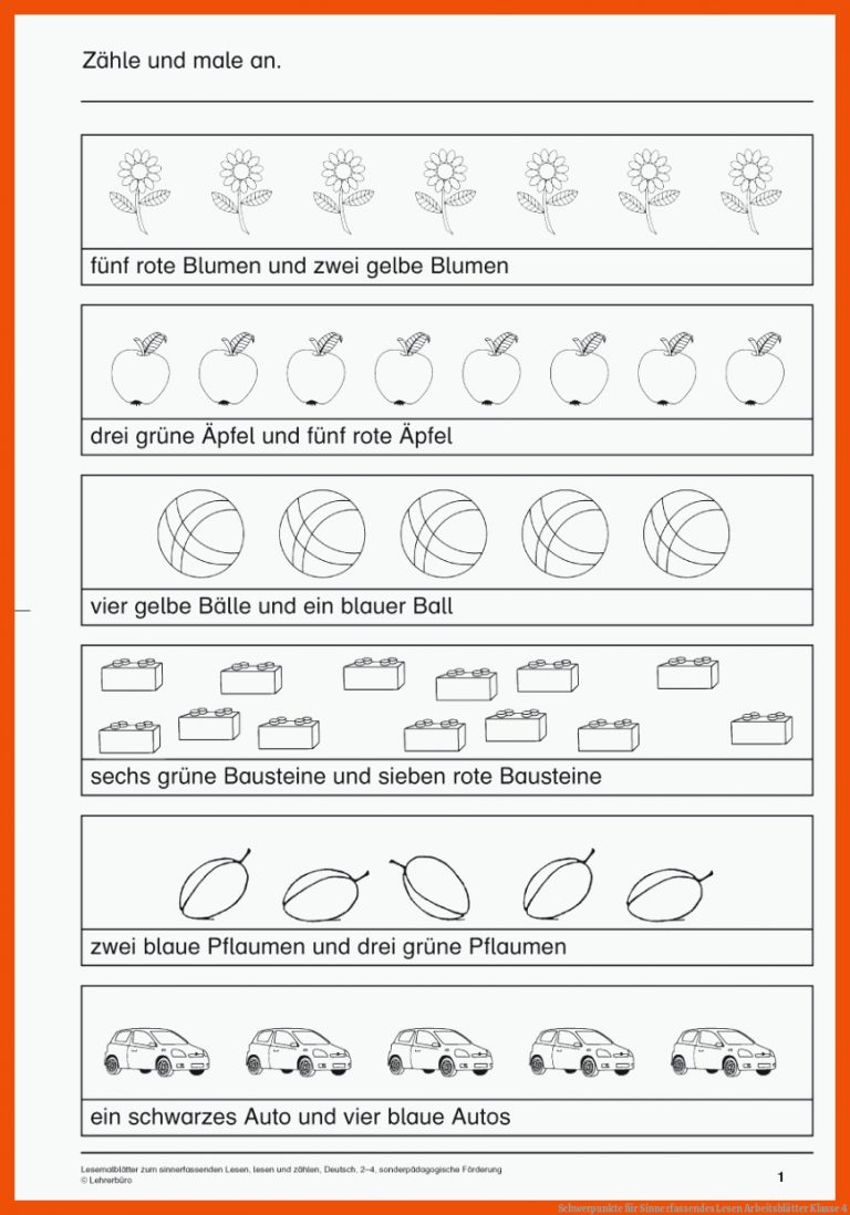 Schwerpunkte für sinnerfassendes lesen arbeitsblätter klasse 4