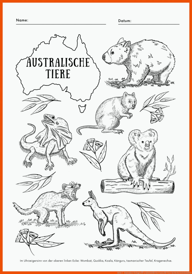 Seite 3 - Kostenlose Vorlagen FÃ¼r ArbeitsblÃ¤tter Canva Fuer Tiere Im Herbst Arbeitsblätter
