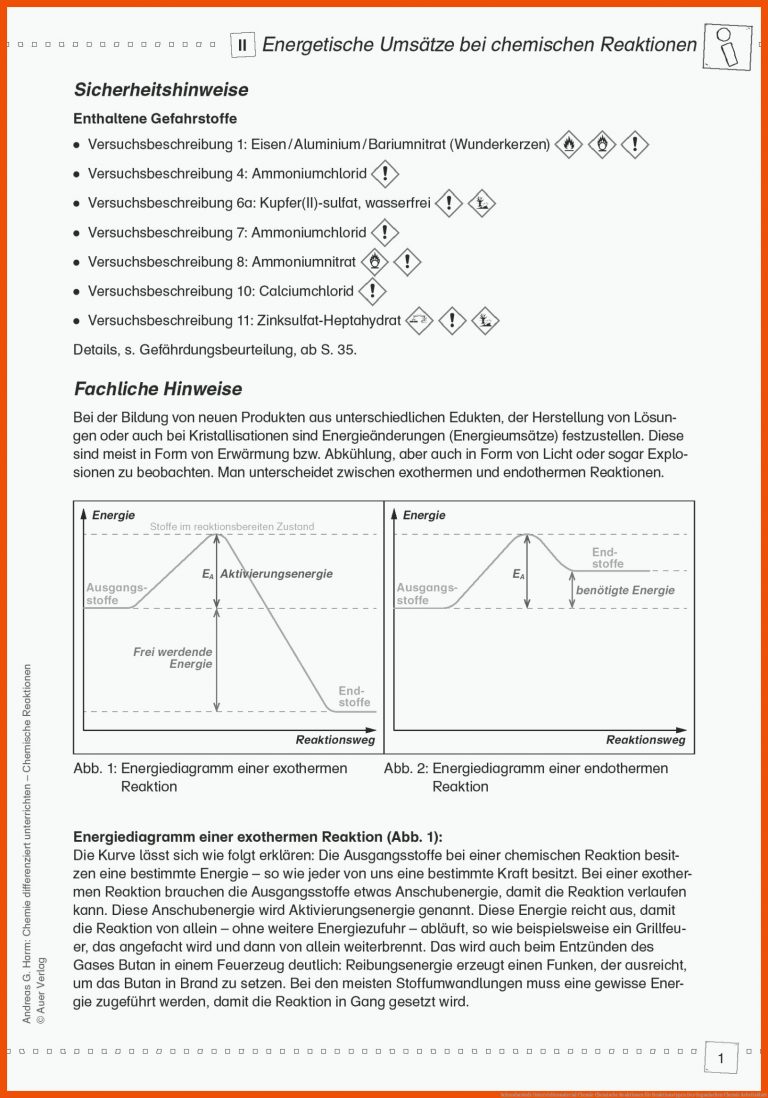 Sekundarstufe Unterrichtsmaterial Chemie Chemische Reaktionen für reaktionstypen der organischen chemie arbeitsblatt