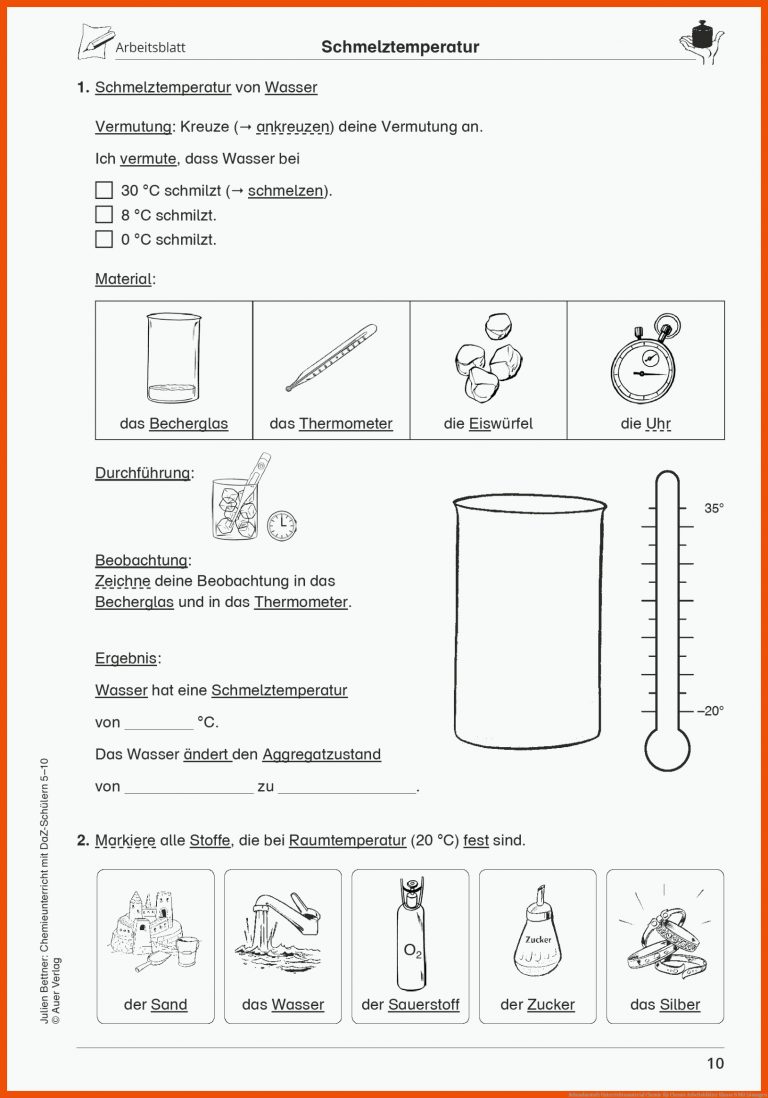 Sekundarstufe Unterrichtsmaterial Chemie für chemie arbeitsblätter klasse 8 mit lösungen