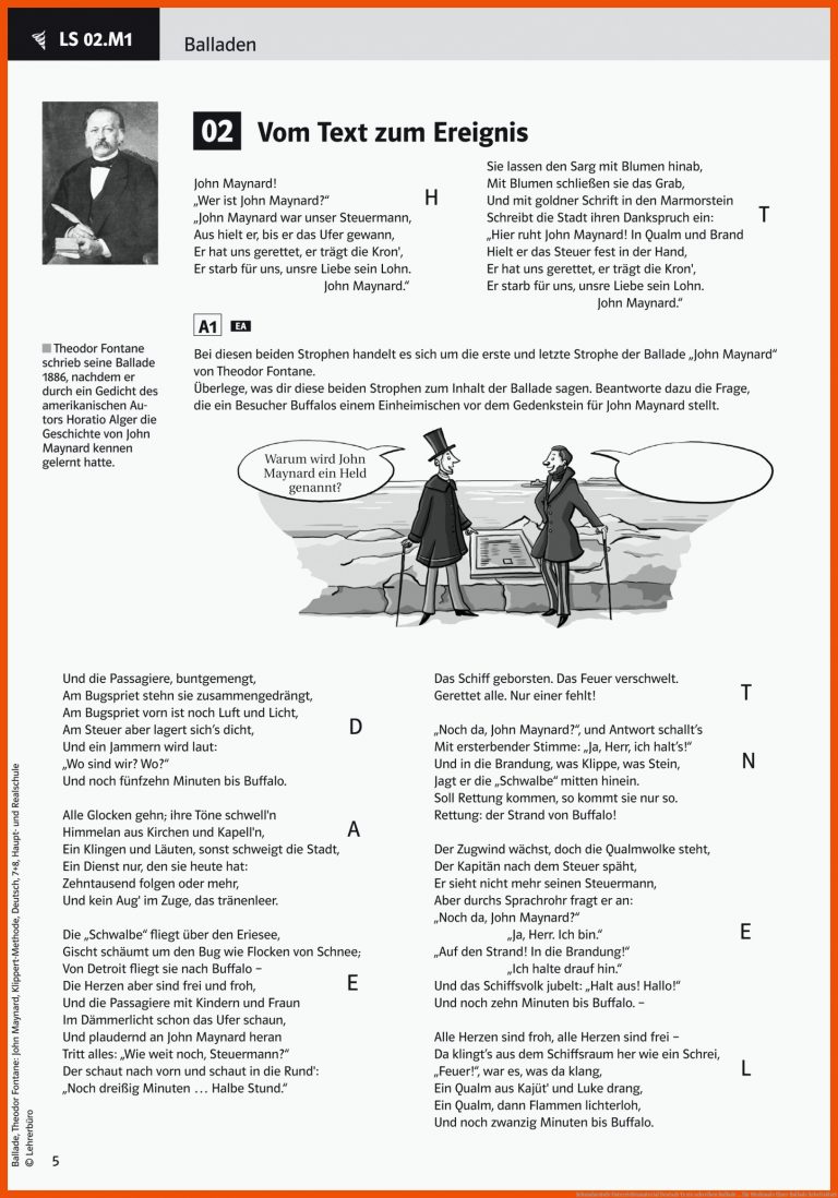 Sekundarstufe Unterrichtsmaterial Deutsch Texte schreiben Ballade ... für merkmale einer ballade arbeitsblatt