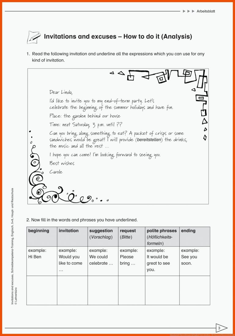 Sekundarstufe Unterrichtsmaterial Englisch Texte schreiben ... für classroom phrases arbeitsblatt