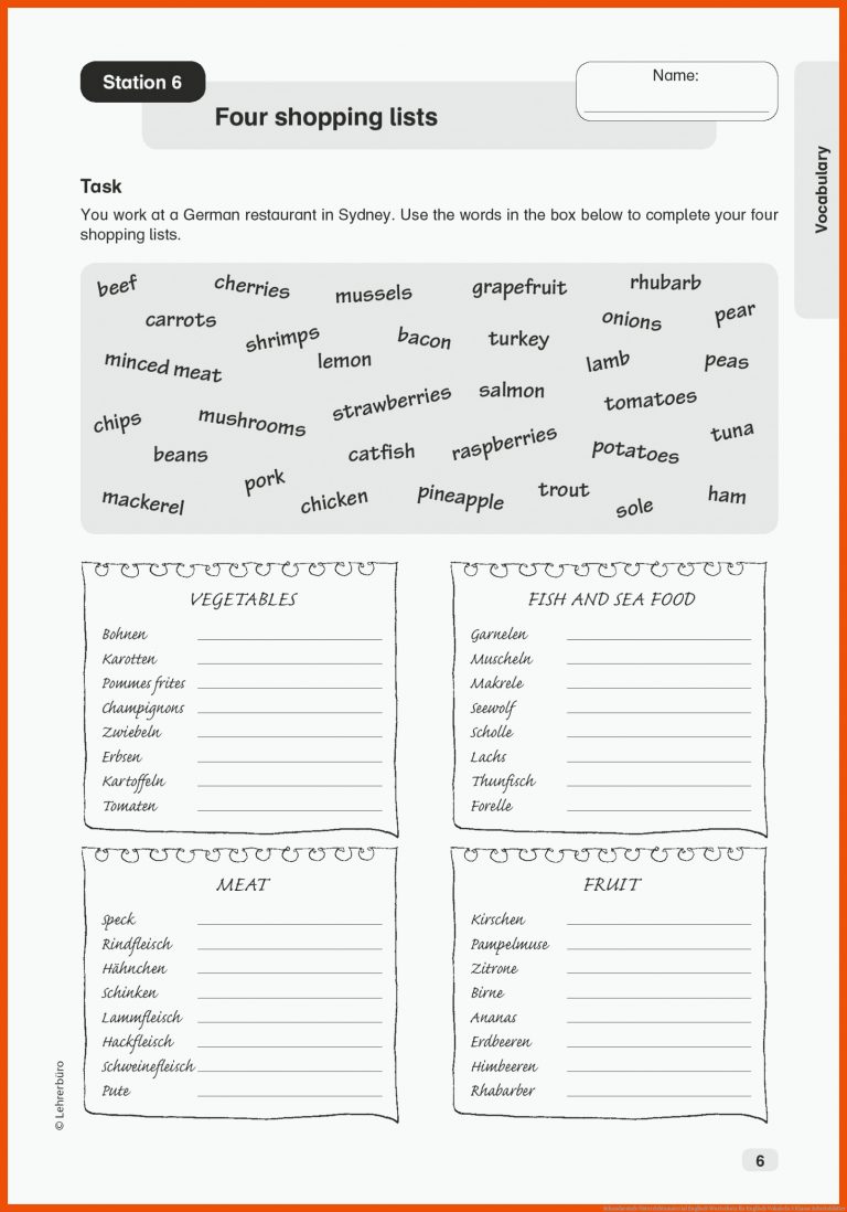 Sekundarstufe Unterrichtsmaterial Englisch Wortschatz für englisch vokabeln 5 klasse arbeitsblätter