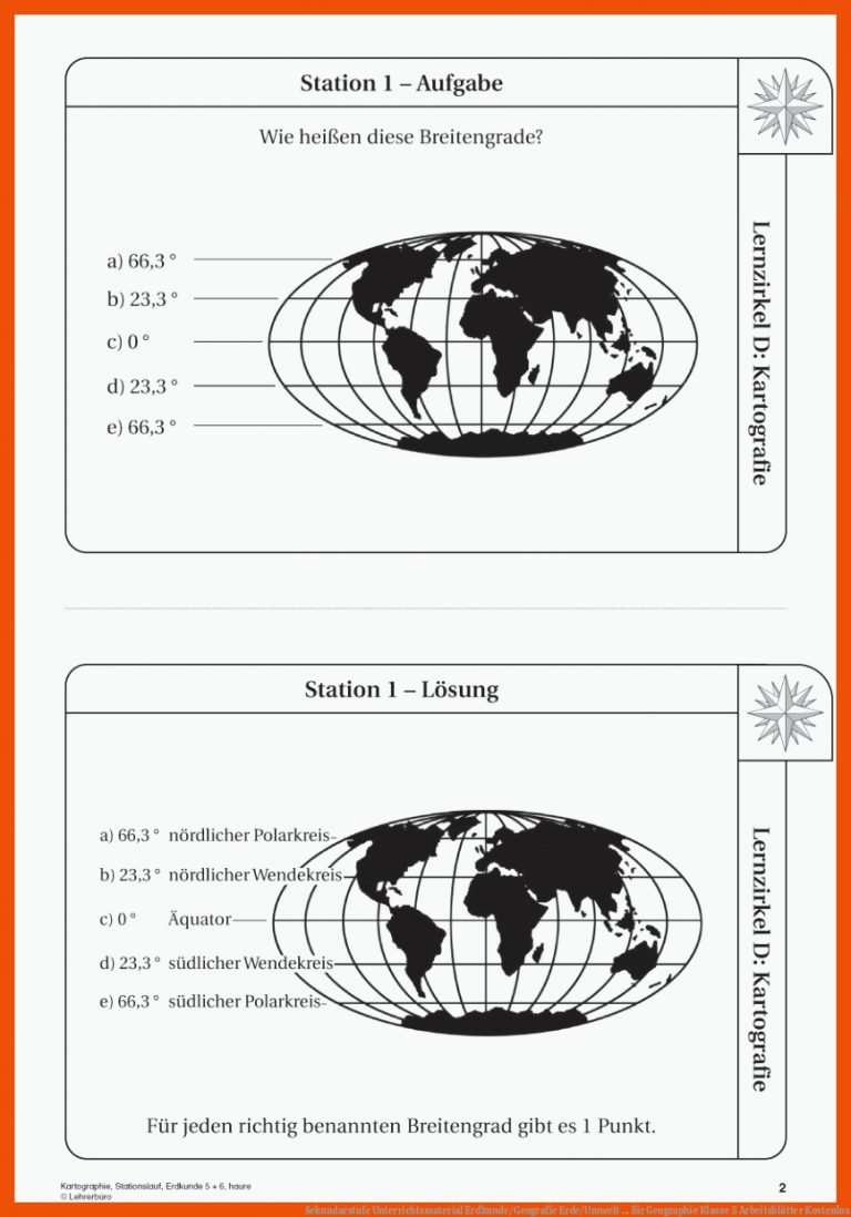 Sekundarstufe Unterrichtsmaterial Erdkunde/Geografie Erde/Umwelt ... für geographie klasse 5 arbeitsblätter kostenlos