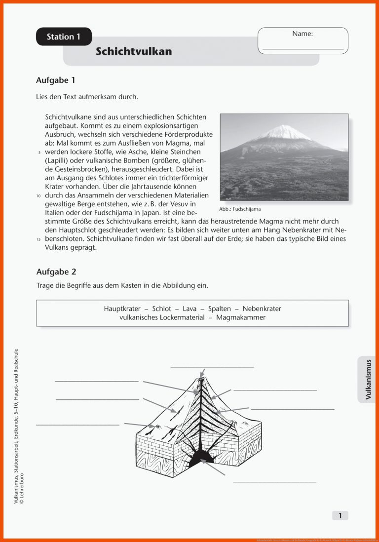 Sekundarstufe Unterrichtsmaterial Erdkunde/Geografie Erde/Umwelt/Klima für erdkunde vulkane arbeitsblätter
