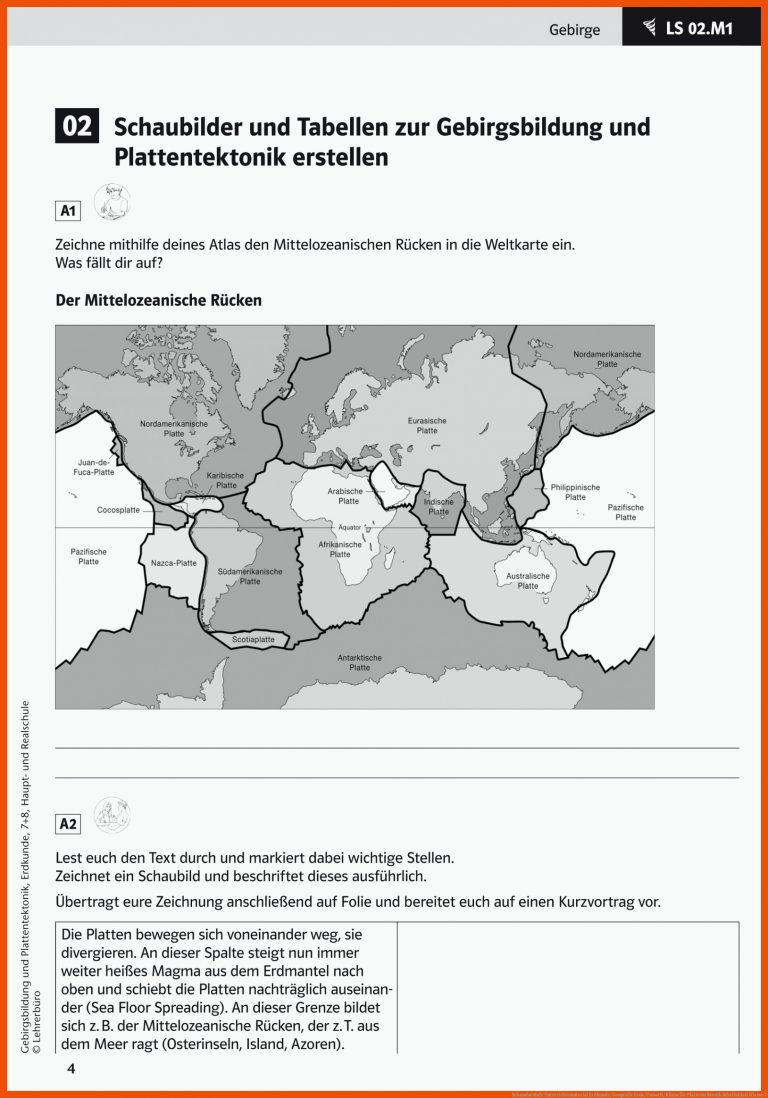 Sekundarstufe Unterrichtsmaterial Erdkunde/Geografie Erde/Umwelt/Klima für plattentektonik arbeitsblatt klasse 7