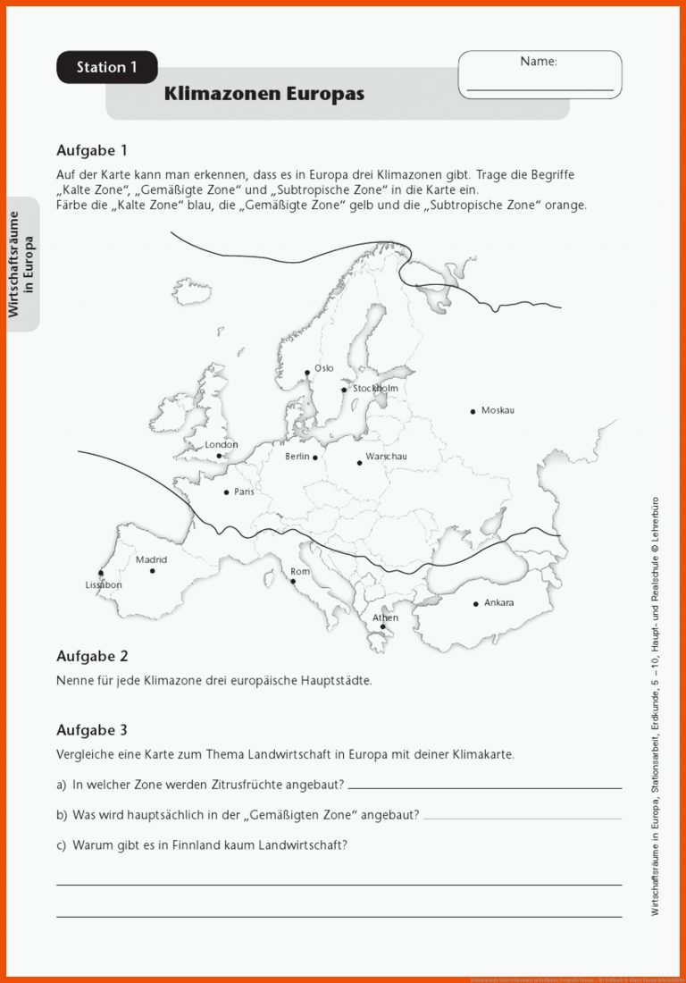 Sekundarstufe Unterrichtsmaterial Erdkunde/Geografie Europa ... für erdkunde 6. klasse europa arbeitsblätter