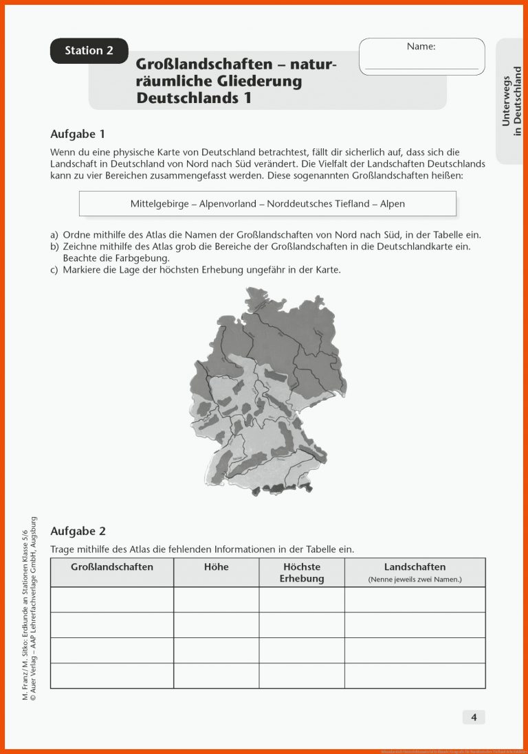 Sekundarstufe Unterrichtsmaterial Erdkunde/Geografie für norddeutsches tiefland arbeitsblätter