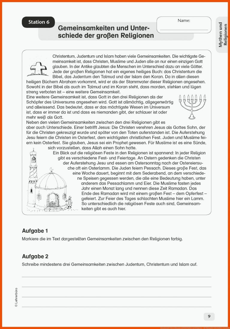 Sekundarstufe Unterrichtsmaterial Ethik Mythen und Religionen ... für philosophie arbeitsblätter kostenlos