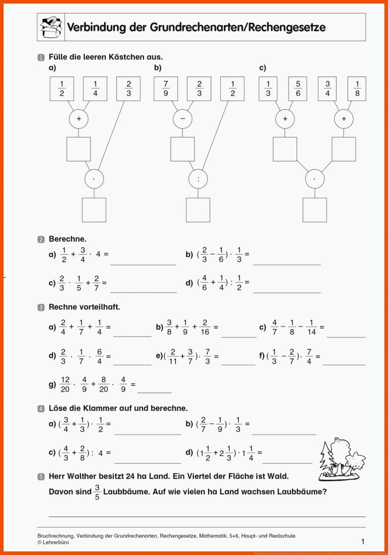 Sekundarstufe Unterrichtsmaterial für bruchrechnen klassenarbeit mathe arbeitsblätter klasse 6 brüche zum ausdrucken