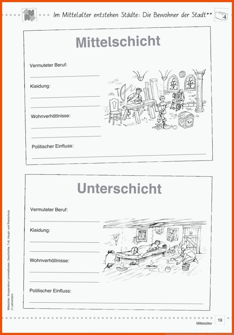 Sekundarstufe Unterrichtsmaterial Geschichte Lernmethoden ... für kleidung im mittelalter arbeitsblatt