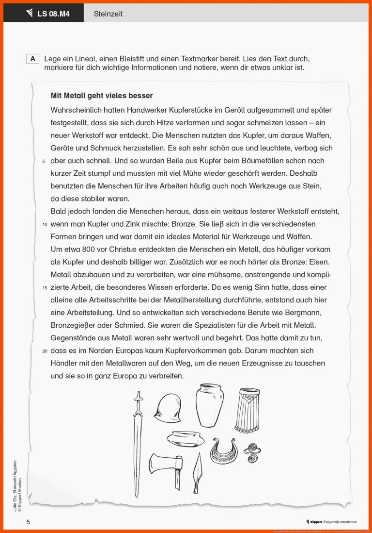 Sekundarstufe Unterrichtsmaterial Geschichte Ur- und ... für steinzeit arbeitsblätter 5. klasse
