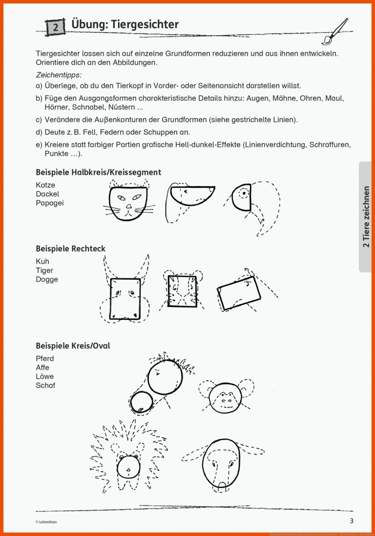 Sekundarstufe Unterrichtsmaterial Kunst Zeichnen/Malen Tiere ... für kunst klasse 5 arbeitsblätter
