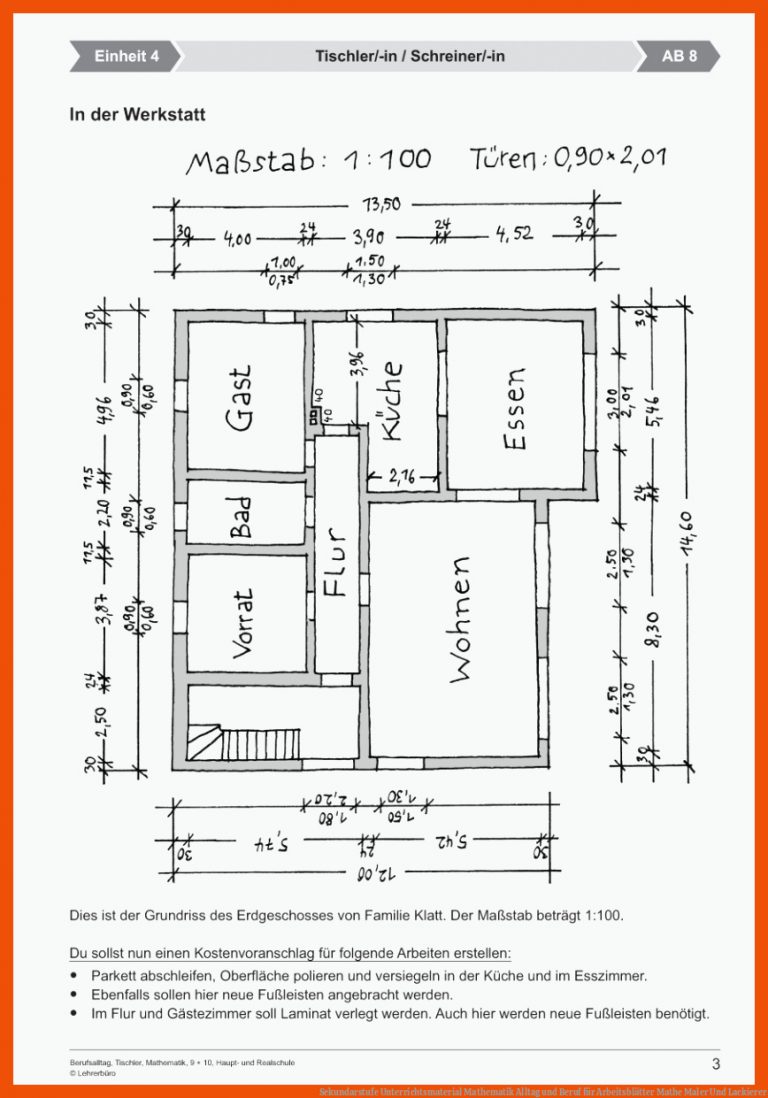 Sekundarstufe Unterrichtsmaterial Mathematik Alltag und Beruf für arbeitsblätter mathe maler und lackierer