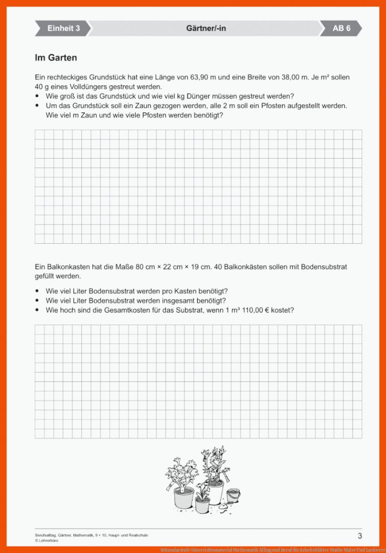 Sekundarstufe Unterrichtsmaterial Mathematik Alltag und Beruf für arbeitsblätter mathe maler und lackierer