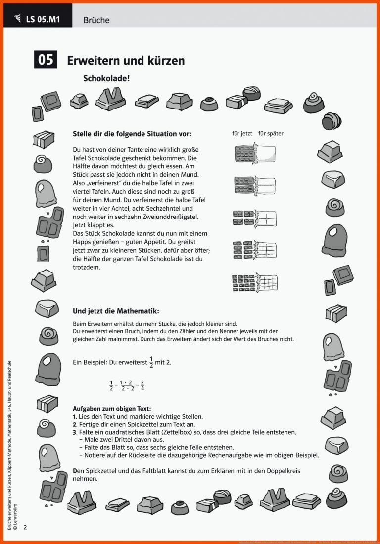 Sekundarstufe Unterrichtsmaterial Mathematik Bruchrechnen BrÃ¼che ... für brüche erweitern und kürzen klasse 5 arbeitsblätter