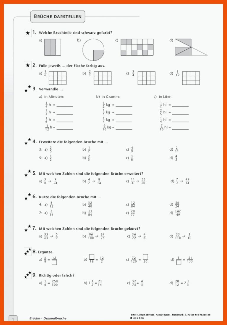 Sekundarstufe Unterrichtsmaterial Mathematik Bruchrechnen Fuer Arbeitsblätter Mathe 6 Klasse