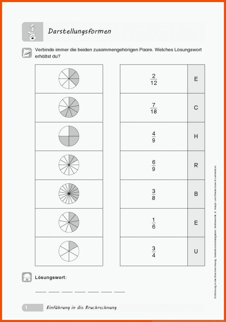 Sekundarstufe Unterrichtsmaterial Mathematik Bruchrechnen für bruchrechnen 6 klasse realschule arbeitsblätter