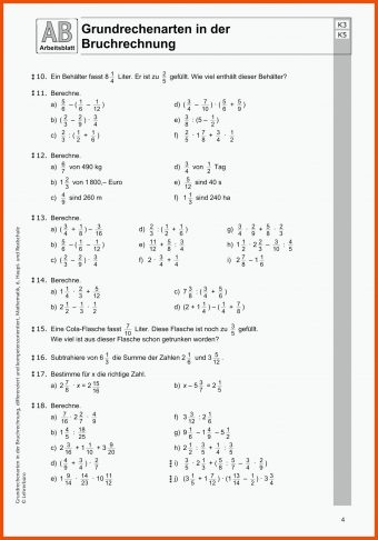 9 Bruchrechnen Arbeitsblätter Mit Lösungen 6 Klasse