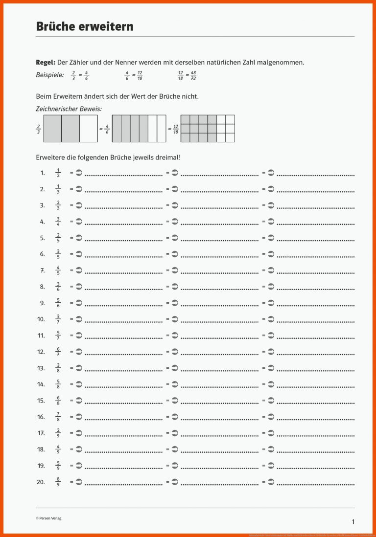 Sekundarstufe Unterrichtsmaterial Mathematik Bruchrechnen für brüche erweitern und kürzen klasse 5 arbeitsblätter