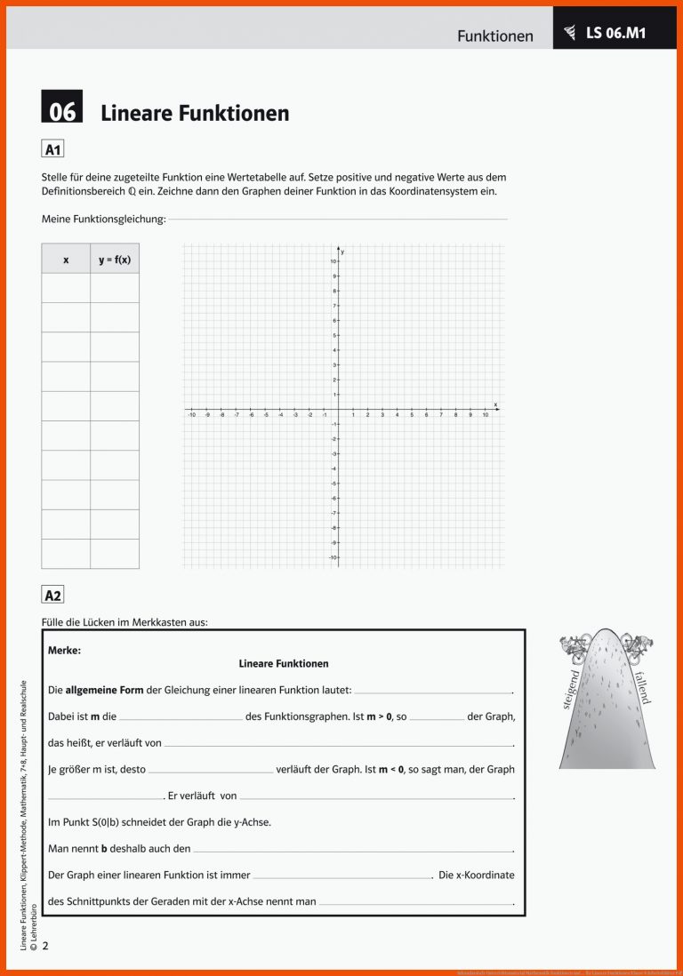 Sekundarstufe Unterrichtsmaterial Mathematik Funktionen und ... für lineare funktionen klasse 8 arbeitsblätter pdf